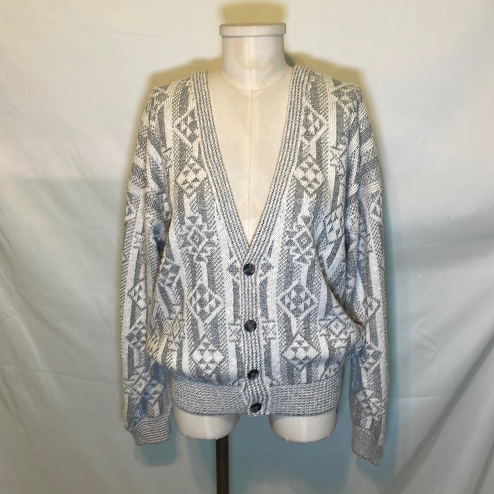 Vintage Bacharach chunky knit slouchy deep V neck cardigan sweater size M